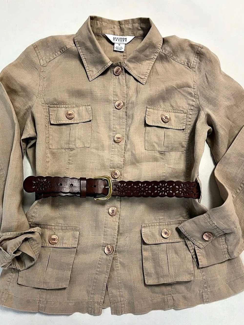ALLISON TAYLOR Linen Safari Utility Jacket